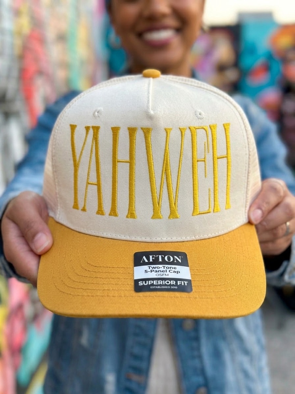 Simply Stitched - YAHWEH Embroidered canvas Trucker Hat